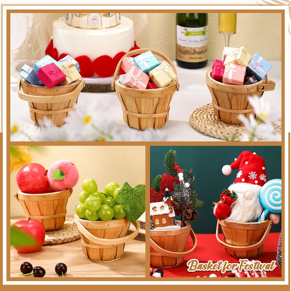 Marsui 10 Pcs Small Wooden Baskets for Berry, 4 x 5.1 Inch,Brown
