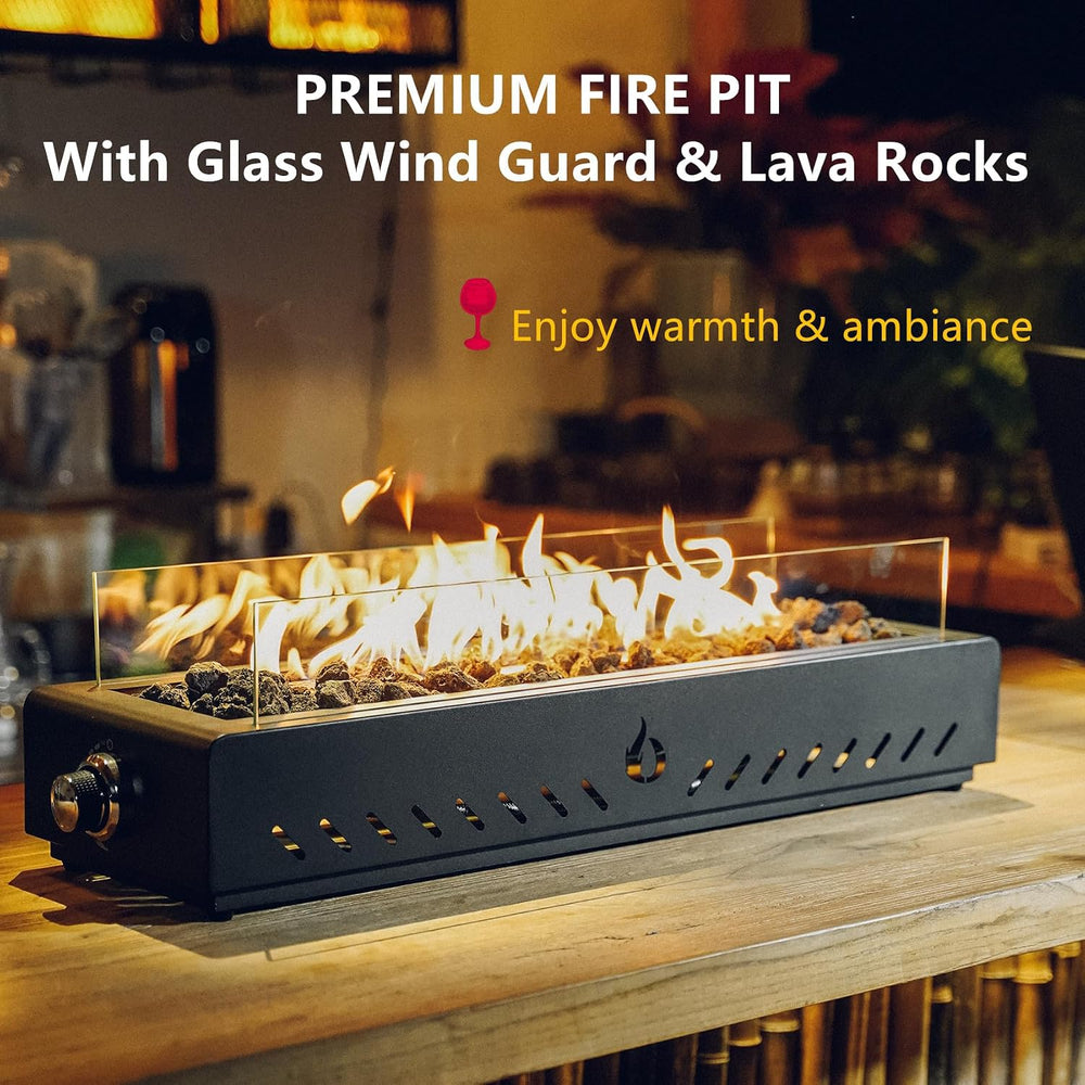 28" Gas Fire Pit Bottom-Mounted for Table with Umbrella Hole, FP044
