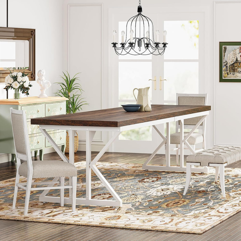 Tribesigns Farmhouse Dining Table for 6-8 People, 78.7-Inch Rectangular Wood ...