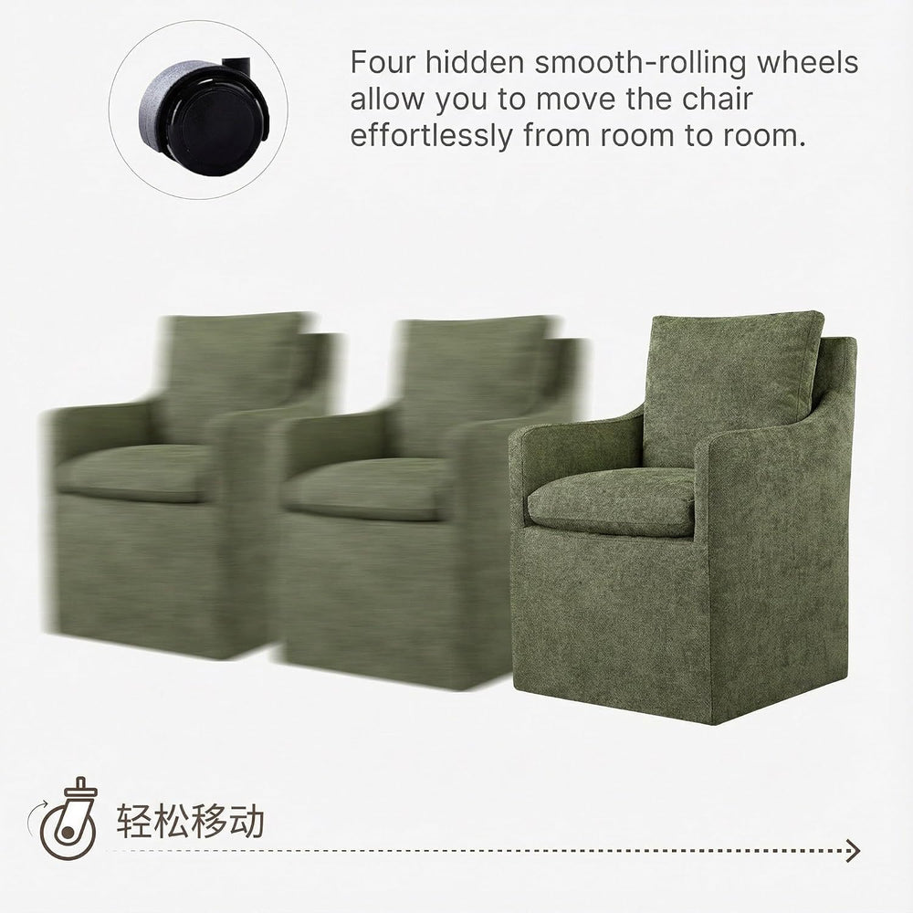 KISLOT Upholstered Dining Chairs with Casters, No Assembly Modern Accent Armc...