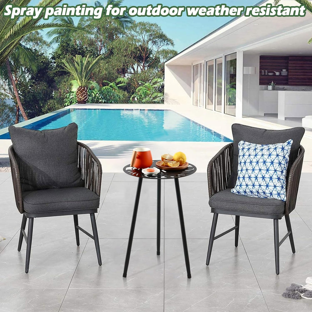 Metal Outdoor Side Tables Set of Two Small Outside Round End Table for Patio ...