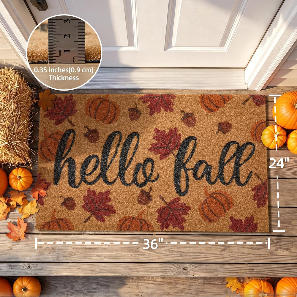 TYUU Fall Door Mat, Hello Fall Welcome Mat for Outdoor Entrance 24" x 36...