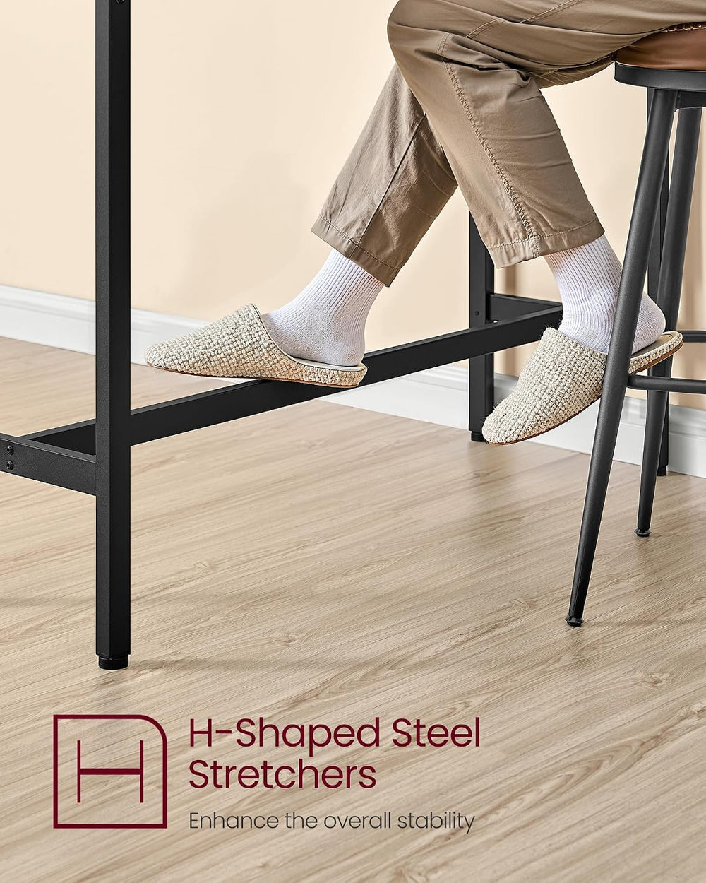 VASAGLE Bar Table with Power Outlets, Computer Desk, 39.4" W
