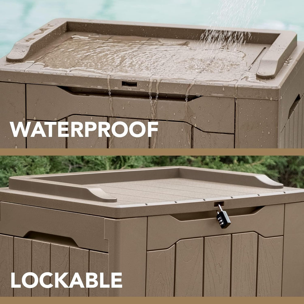 Devoko 30 Gallon Resin Deck Box Outdoor Indoor Waterproof Storage Box for Pat...