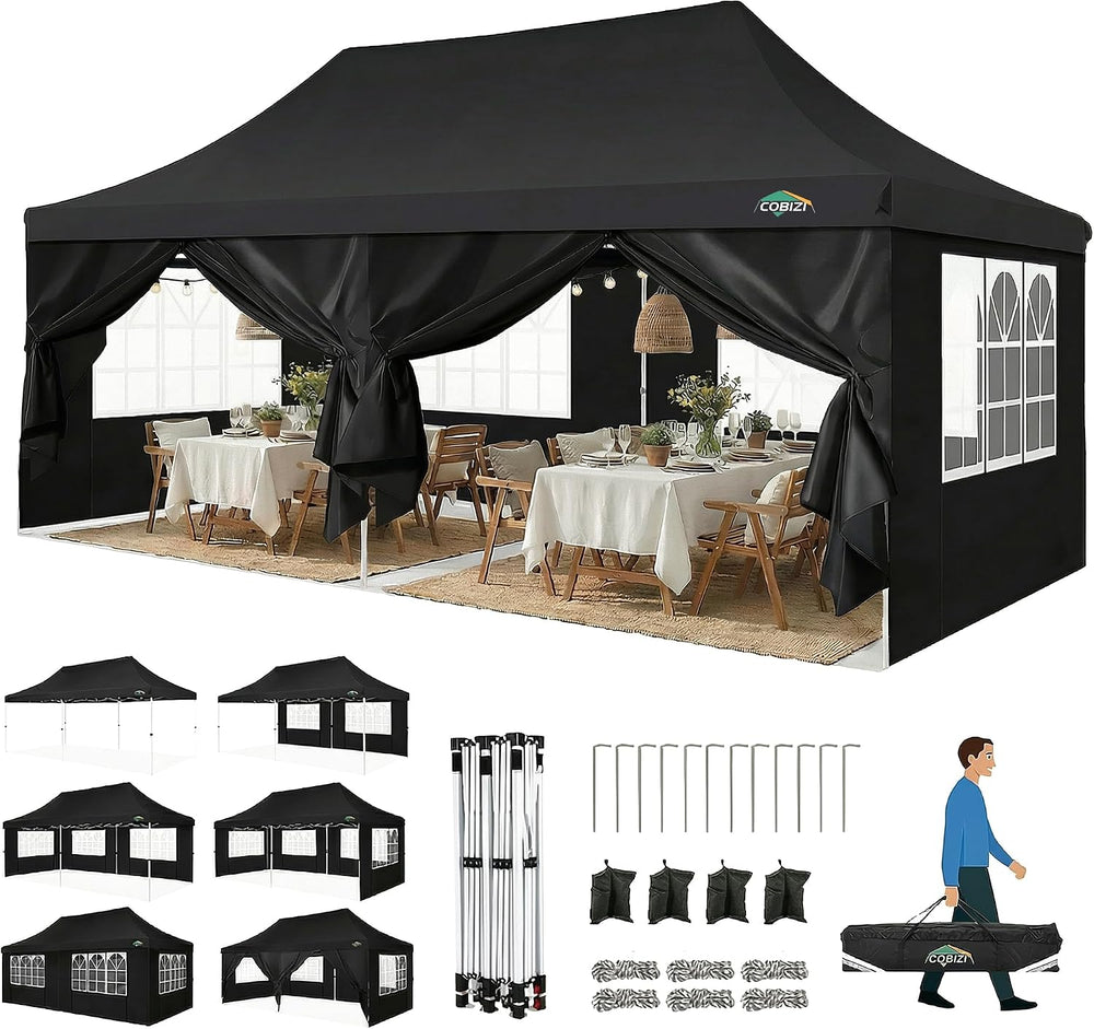 COBIZI 10x20 Pop Up Canopy Tent with Sidewalls, Waterproof Commercial Outdoor...