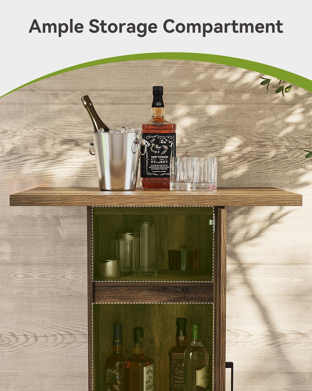 LITTLE TREE Bar Table with Storage Cabinet, 39.4" H Square High Top Pub ...
