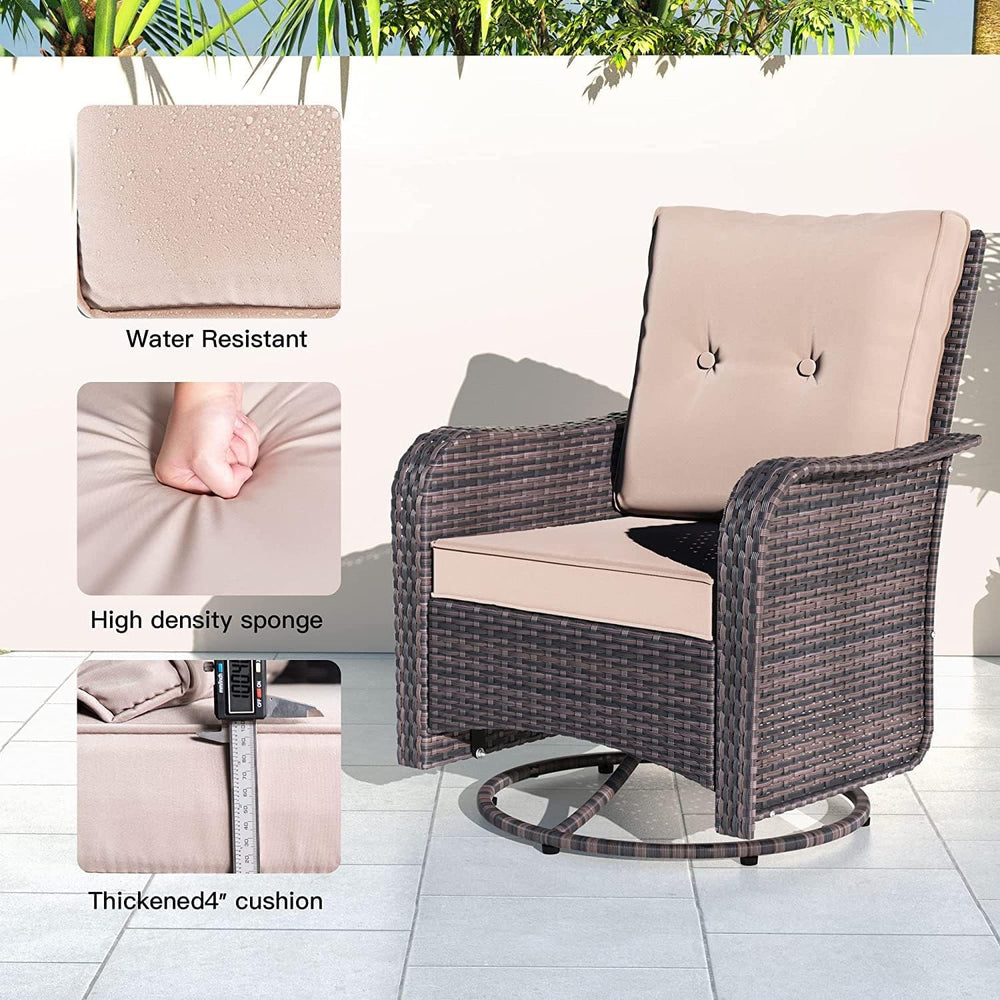 Kullavik 9 Piece Outdoor Wicker Patio Furniture Set with Swivel Chairs