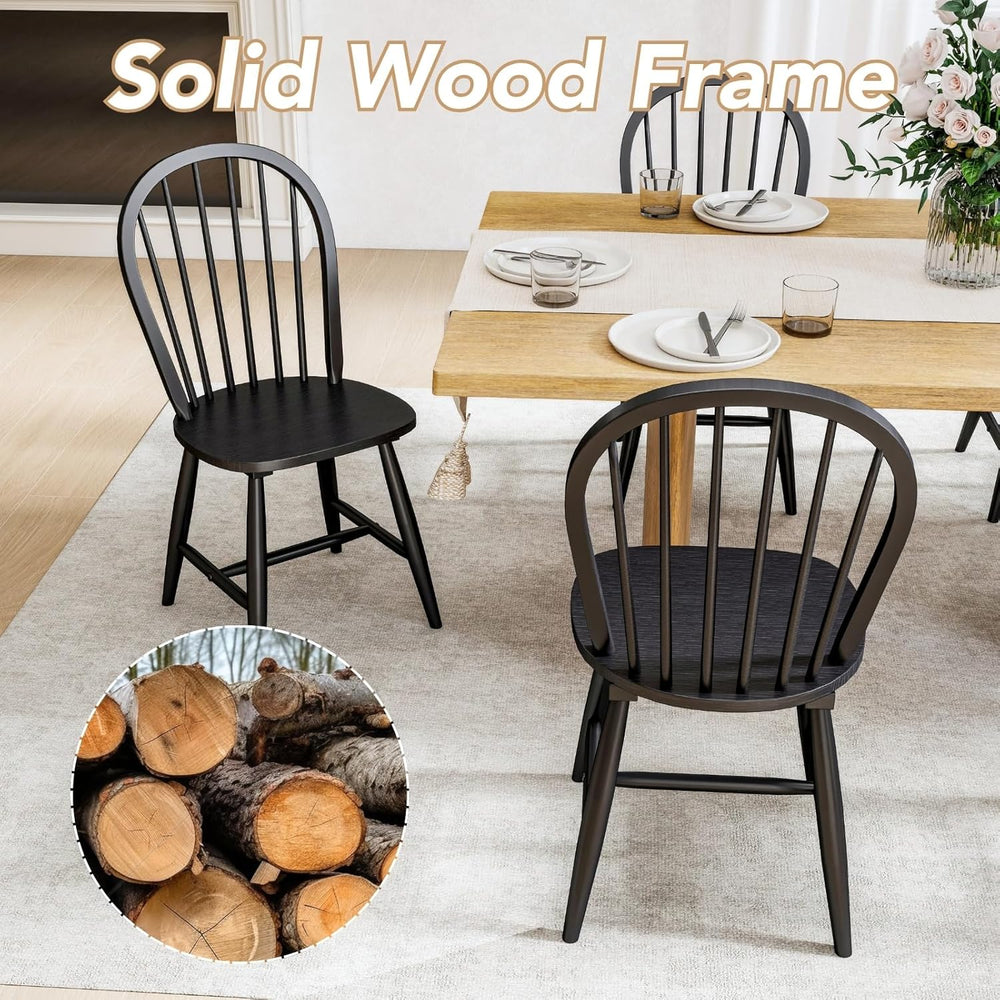chairus Farmhouse Black Dining Chairs Set of 8, Windsor Wooden Dining Room Ch...