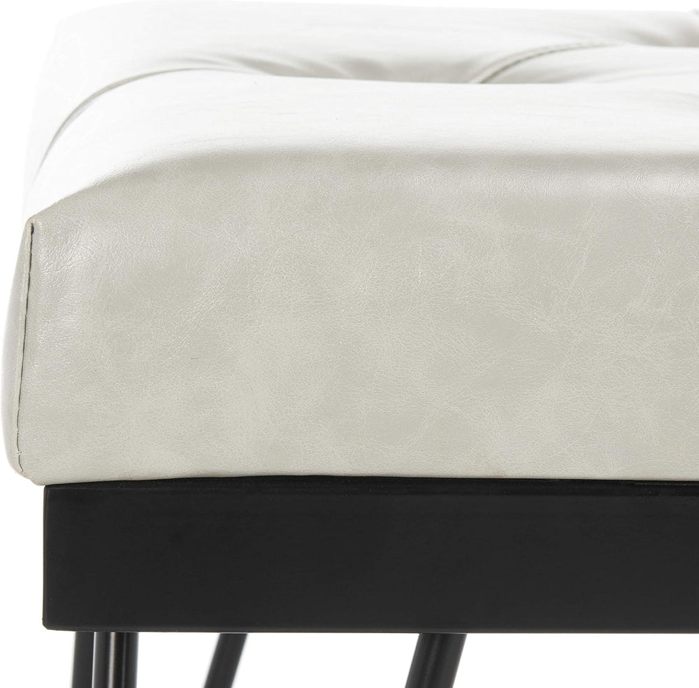 SAFAVIEH Home Collection – Marcella Grey Tufted Upholstered Accent Bench, Mod...