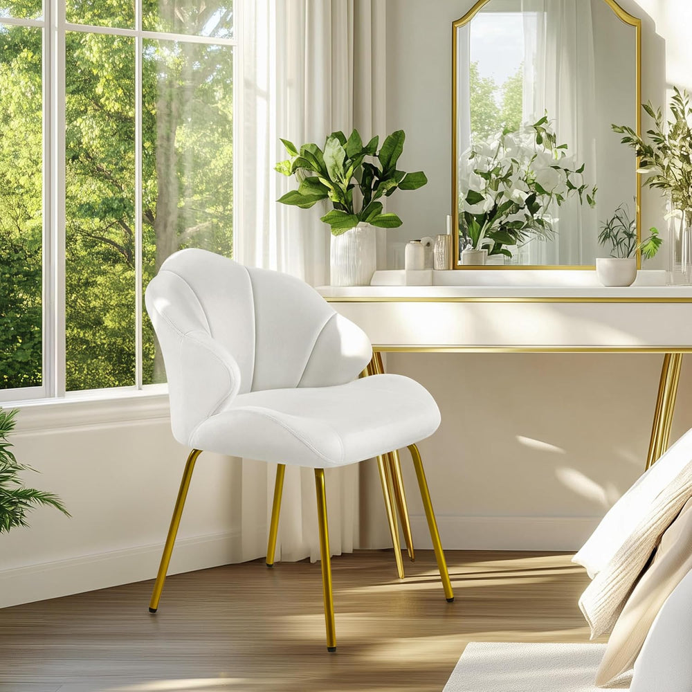 Yaheetech Vanity Chair, Shell-Shaped Accent Chair, White