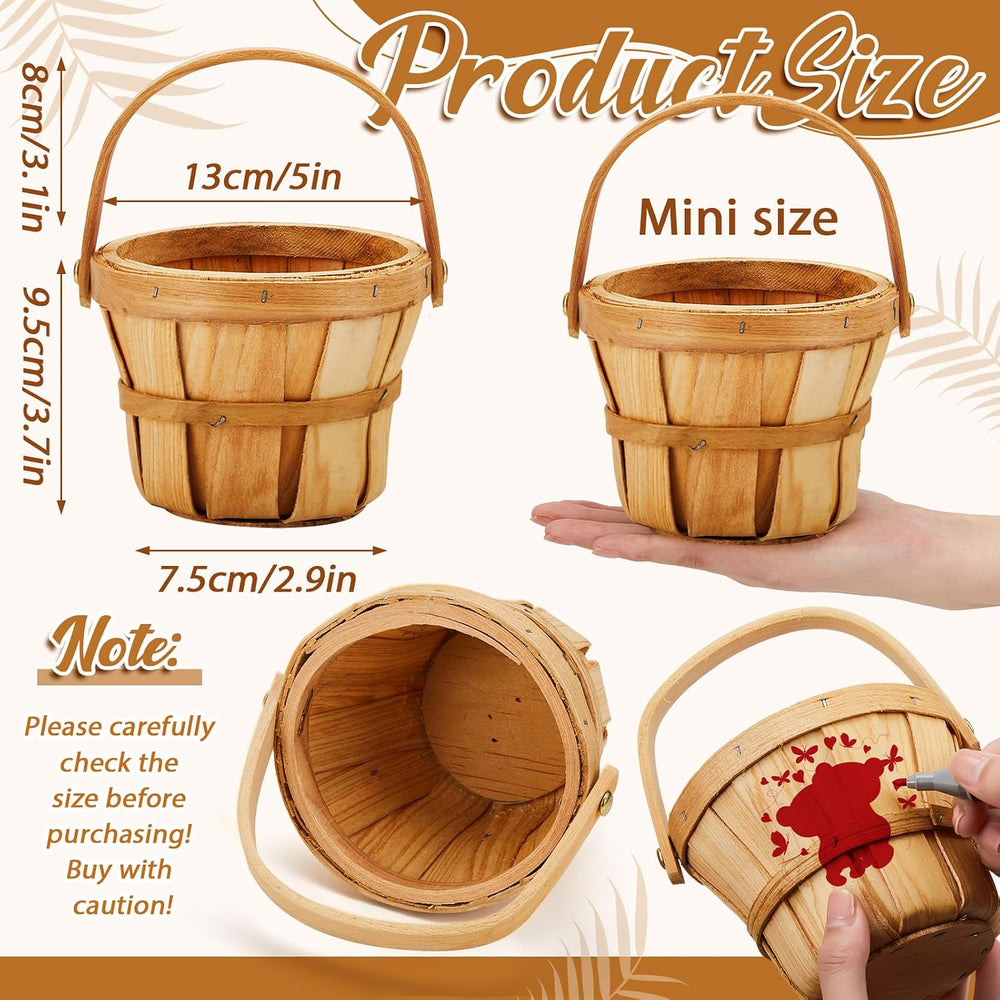 Marsui 10 Pcs Small Wooden Baskets for Berry, 4 x 5.1 Inch,Brown