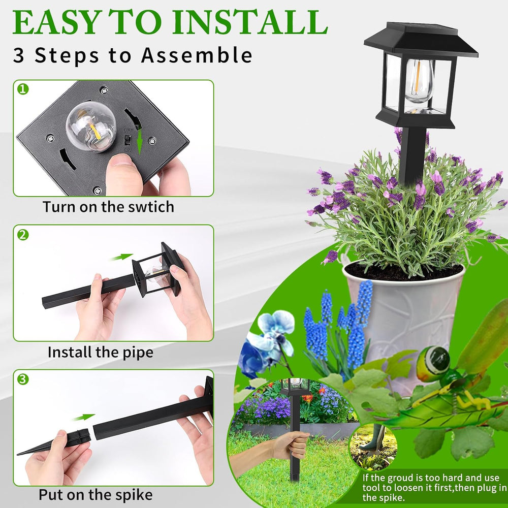 Greluna Solar Pathway Lights Outdoor,12 Pack Cool White 6000K Solar Lights,