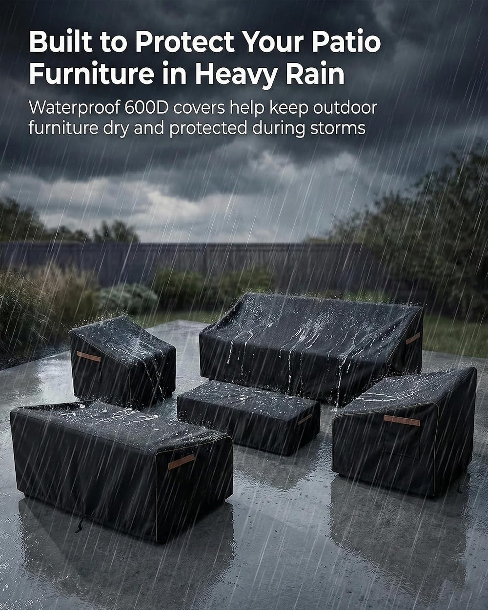 Patio Furniture Cover Set, 5-Piece Outdoor Furniture Cover Waterproof, 600D H...