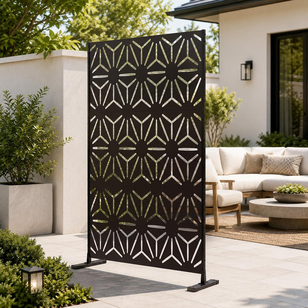 Kozyard Metal Privacy Screen 74" H x 47.2" W Decorative Outdoor Div...