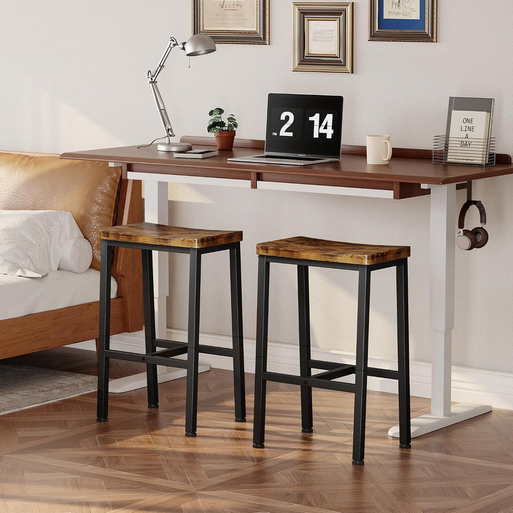 Homeiju Bar Stools, Counter Height Bar Stools Set of 2, 23.6 Inch Saddle Stoo...