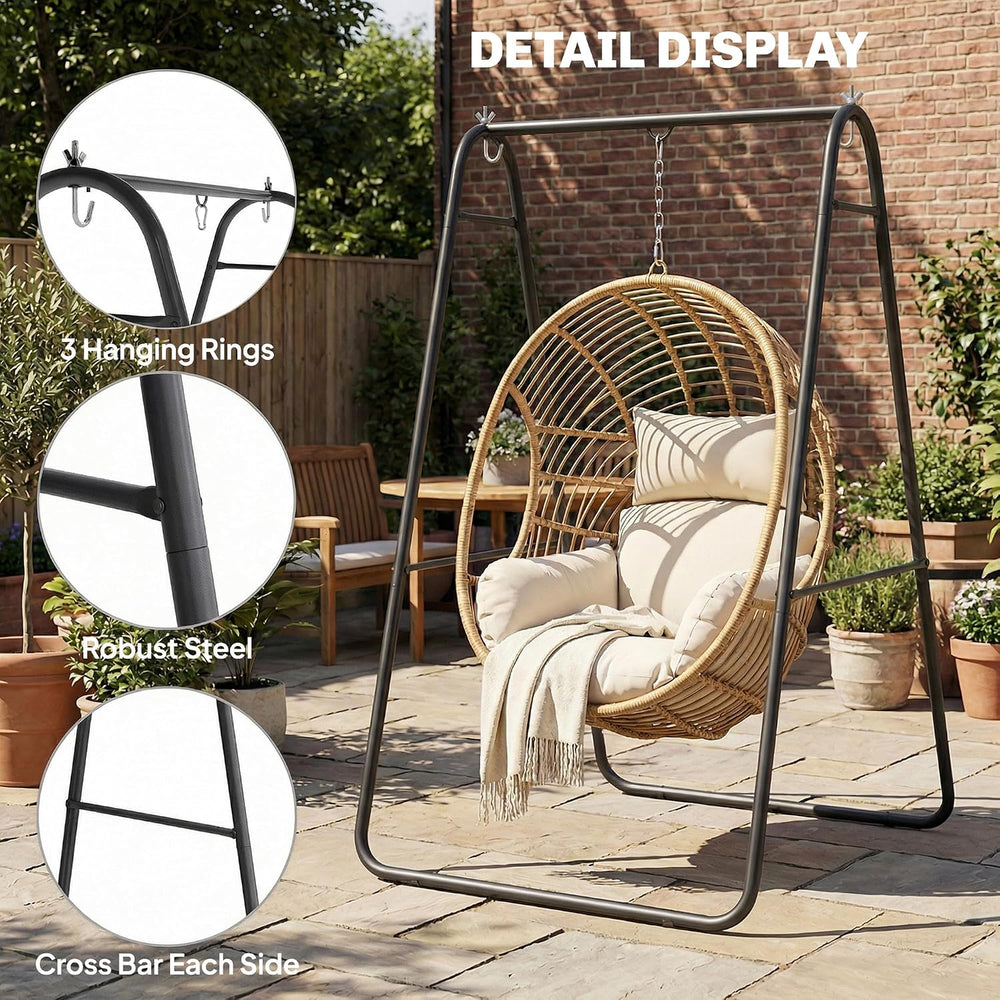 Outsunny Hammock Chair Stand Only Heavy Duty A-Frame for Hammock Black