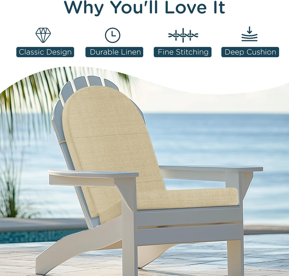 Codi Large Rocking Chair Cushion for Adirondack Chairs, Beige, 1 Pack