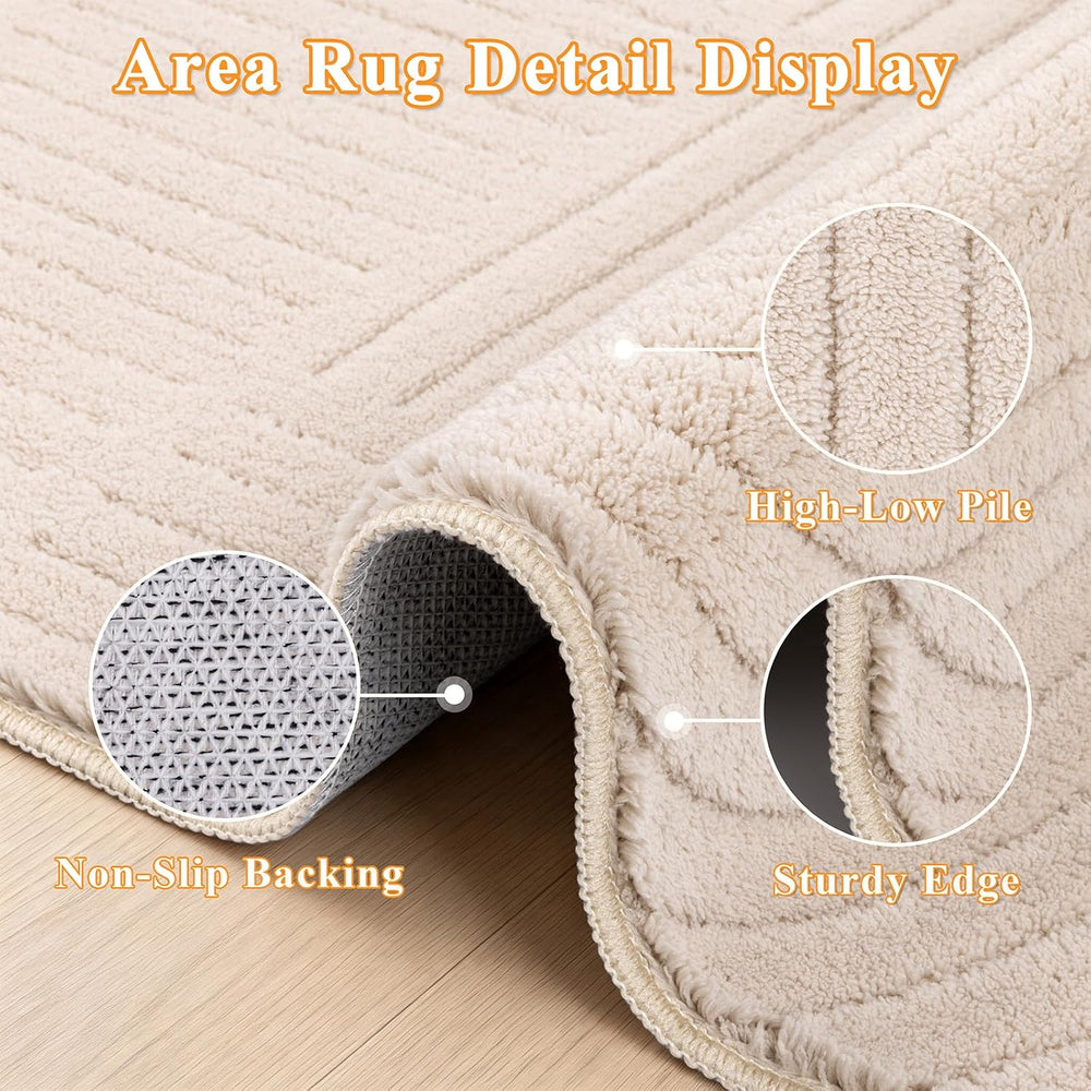 HEBE 5'x7' Area Rugs for Living Room,Washable Non Slip Textured Bedro...
