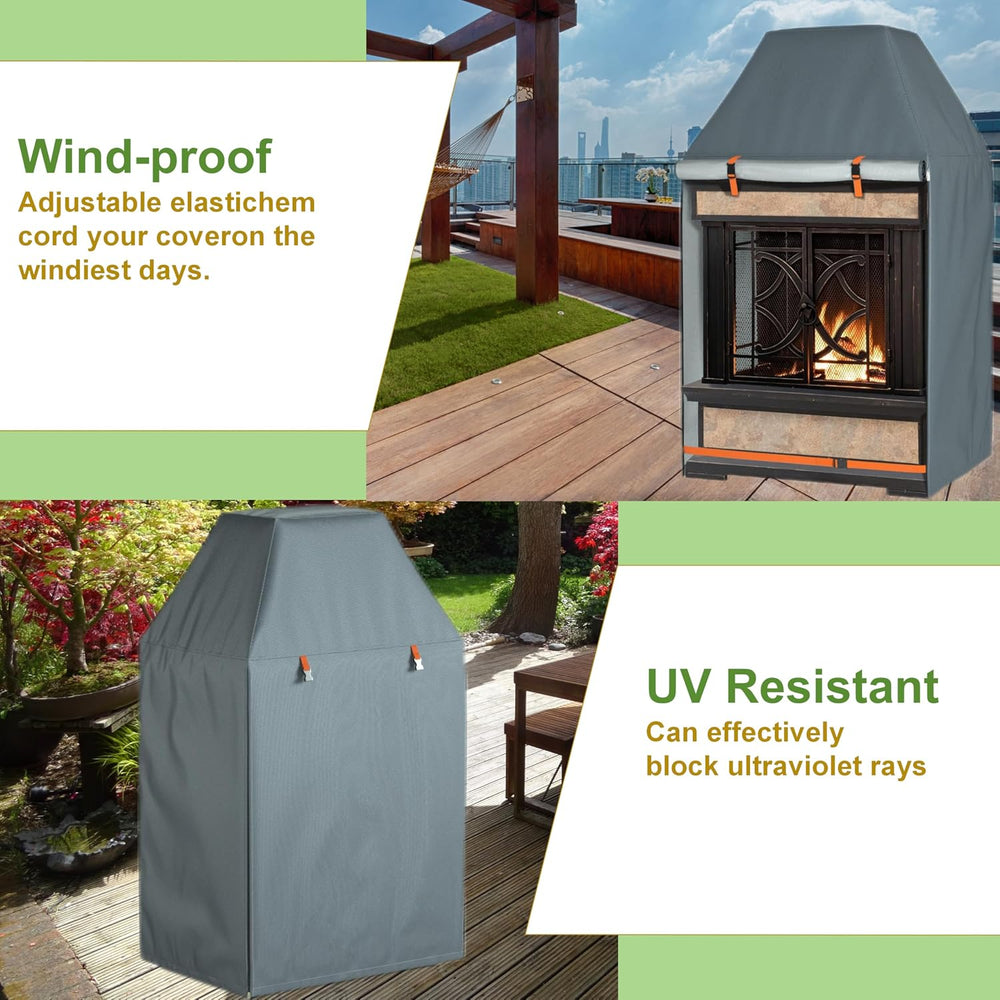 Outdoor Fireplace Cover, Heavy Duty Waterproof Oxford Fabric for Protecting O...