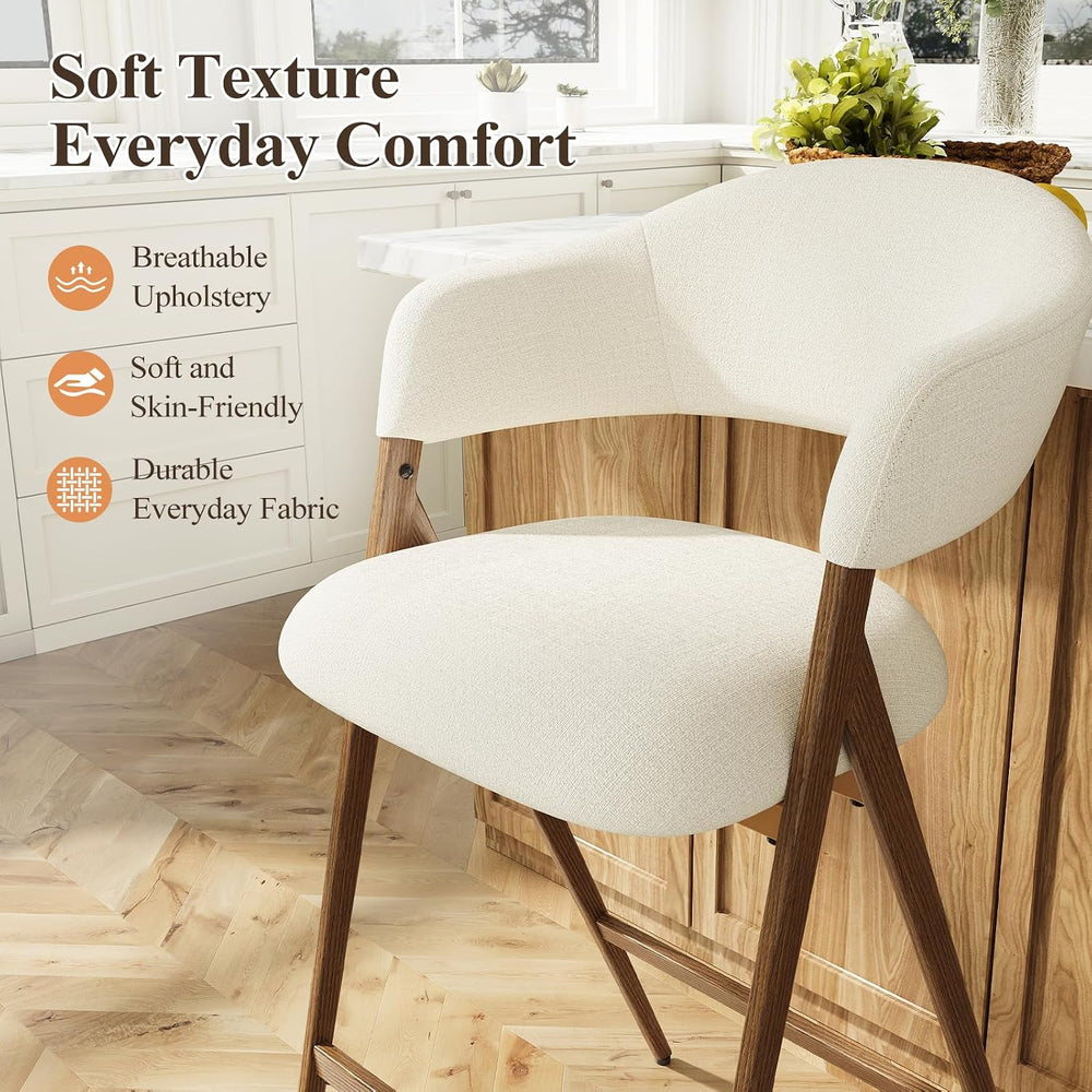 COLAMY Bar Stools Set of 2, 26" Counter Height Barstools with Backs, Mod...