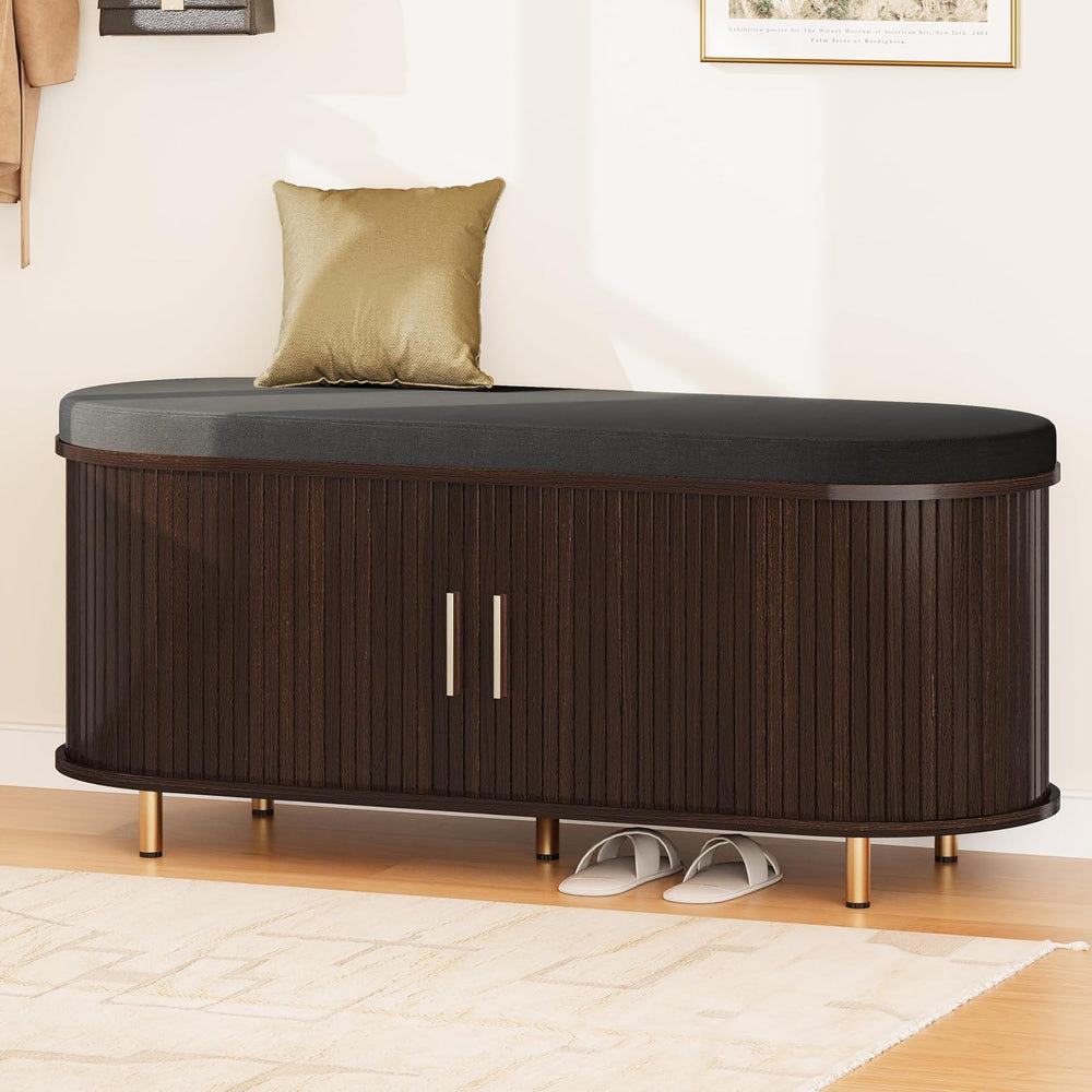 DHH 2-Tier Storage Bench,Wide Shoe Bench with Thickened Padded Seat Cushion, ...