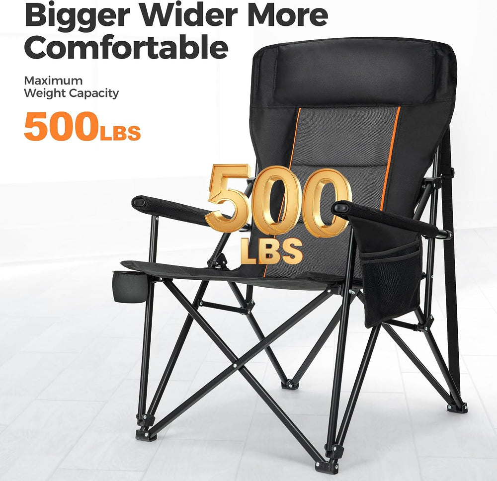 ALPHA CAMP Heavy Duty Camping Chairs with Cup Holder Oversized Folding Chair ...