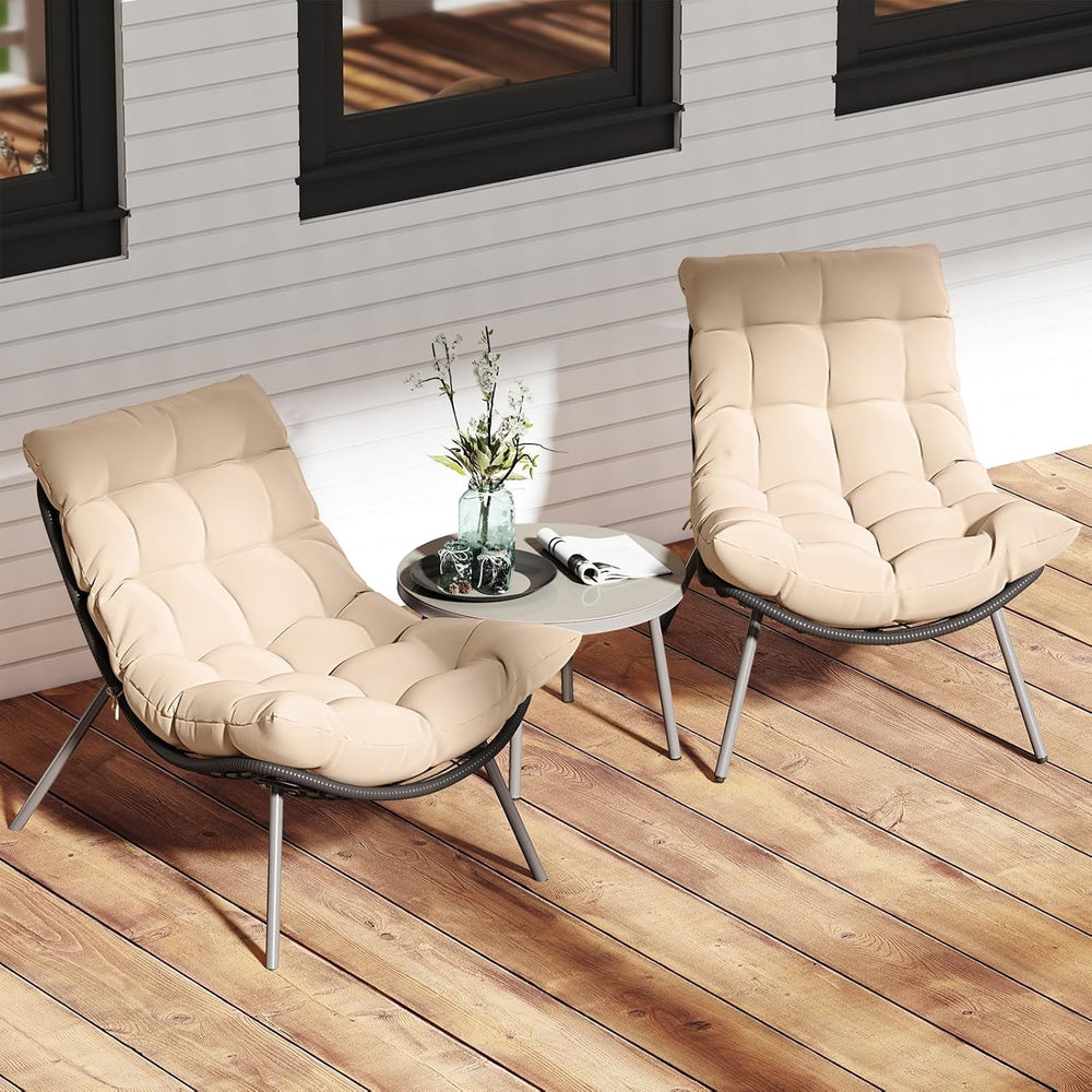 Tangkula 3 Pieces Patio Furniture Set, Outdoor Rattan Wicker Bistro Conversat...