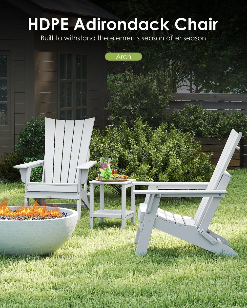 GREENVINES Folding-Adirondack-Chairs-Set-of-2 | HDPE Plastic | Arch Series | ...
