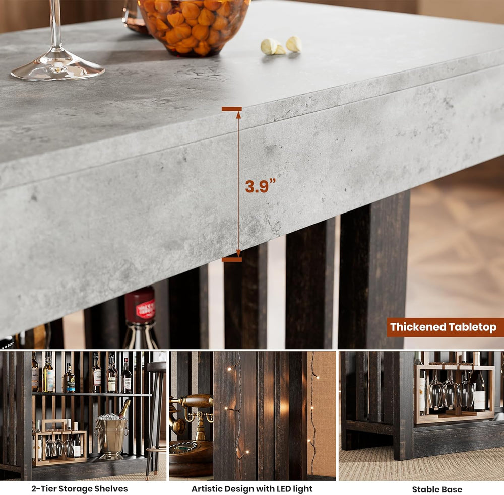 GarveeHome 63" Long Bar Table - Counter Bar Height Pub Table with 2 Tier...