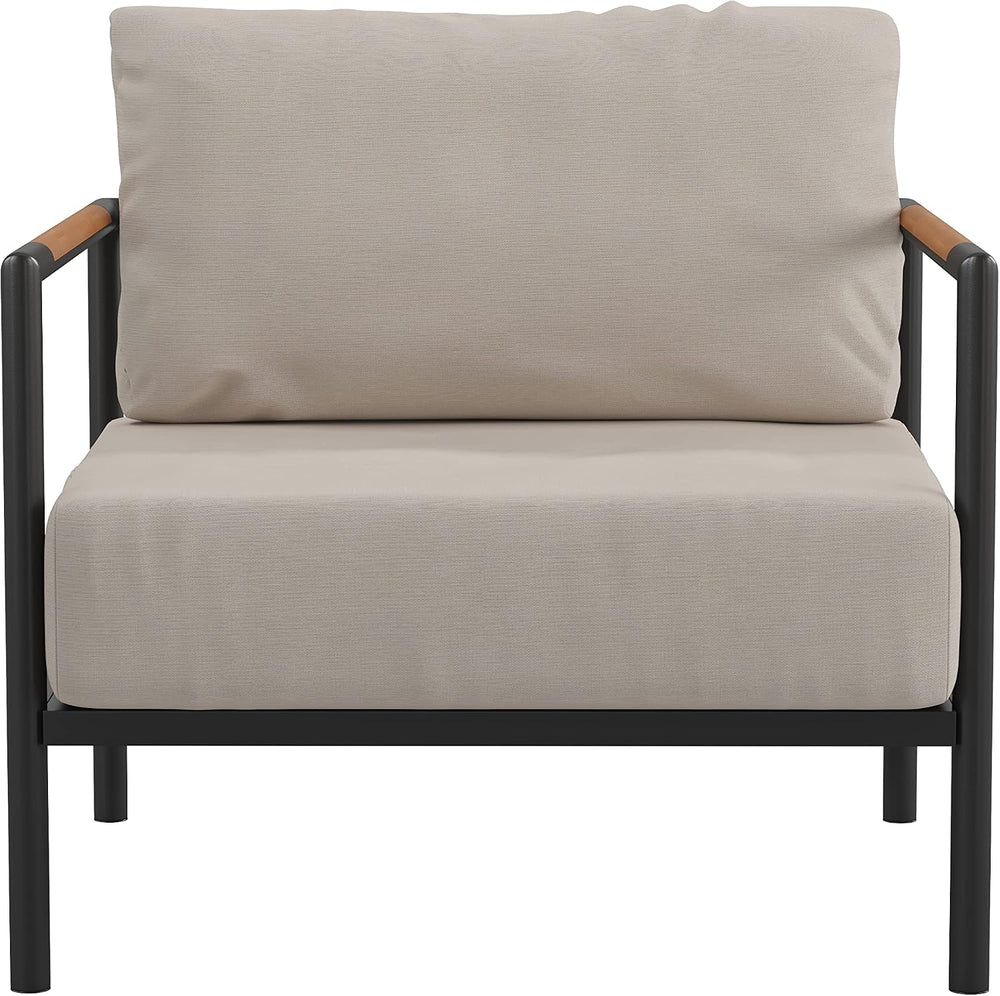 Flash Furniture Patio Chair with Cushions, Black/Beige