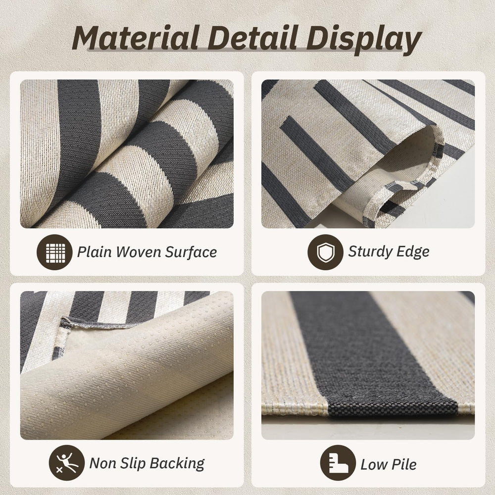 AMOAMI Outdoor Rug Patio Rug 5x8 ft Quick Dry Flatweave Textured Machine Wash...