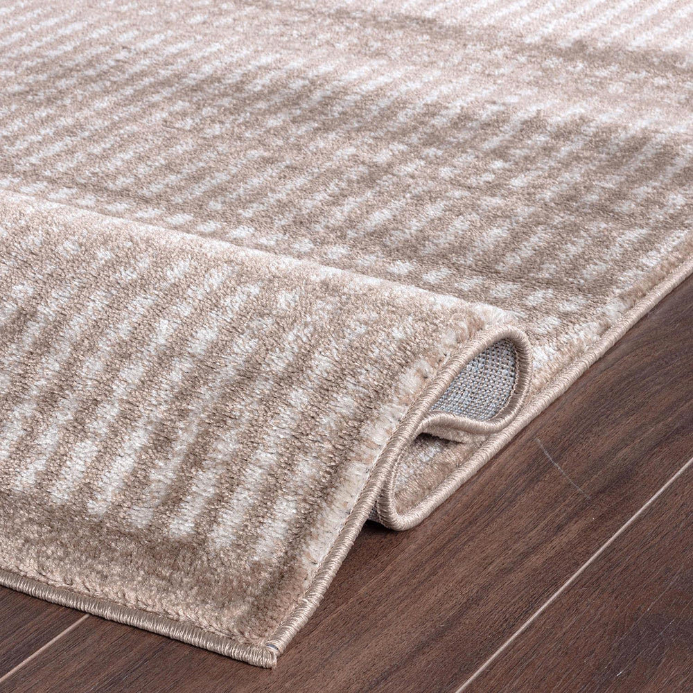 Rugshop Contemporary Stripe Lines High Traffic Area Rug Beige 5' x 7'