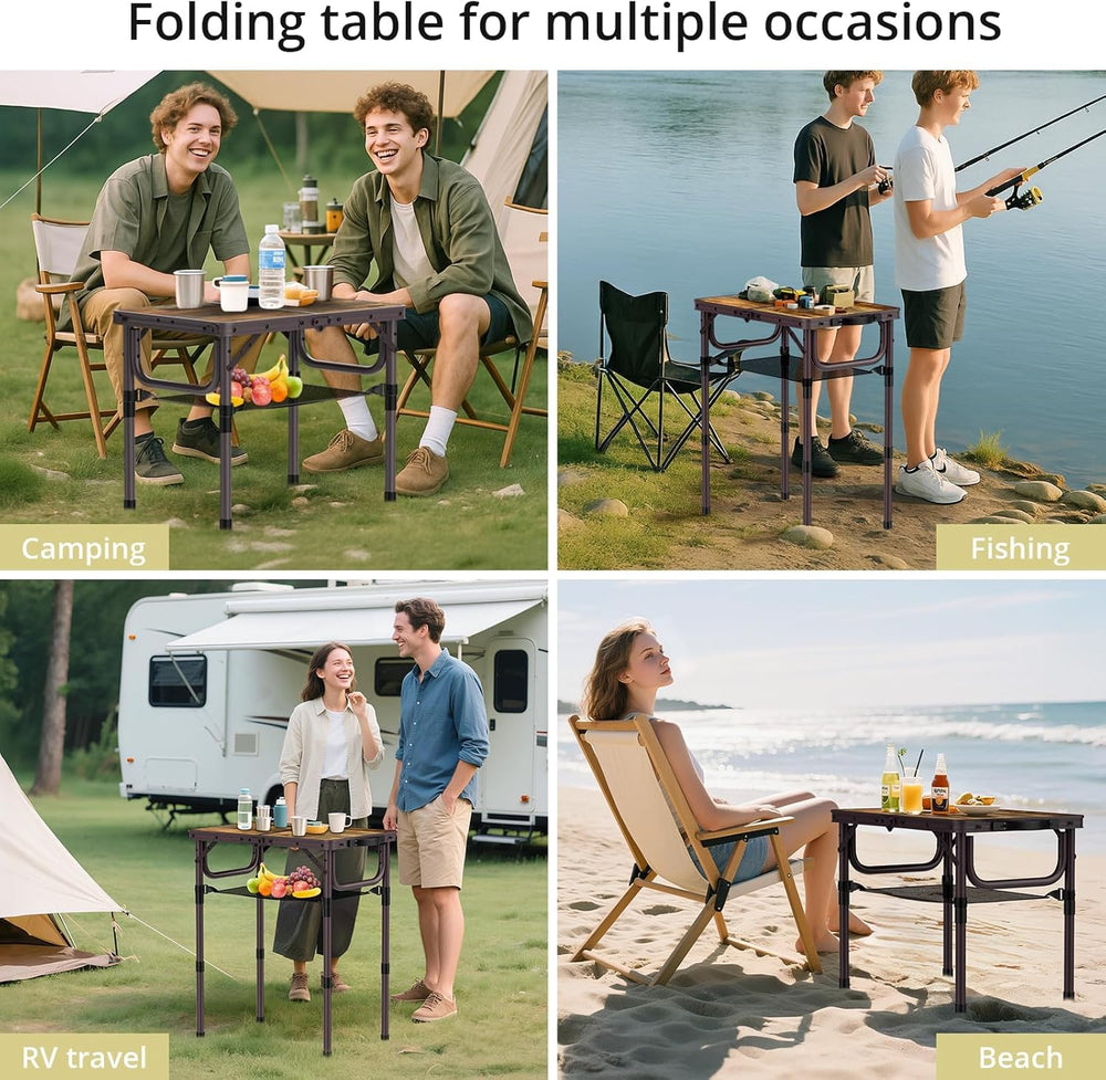 Anbte 2ft Camping Folding Table, 24" X 16" Aluminum Small Portable ...