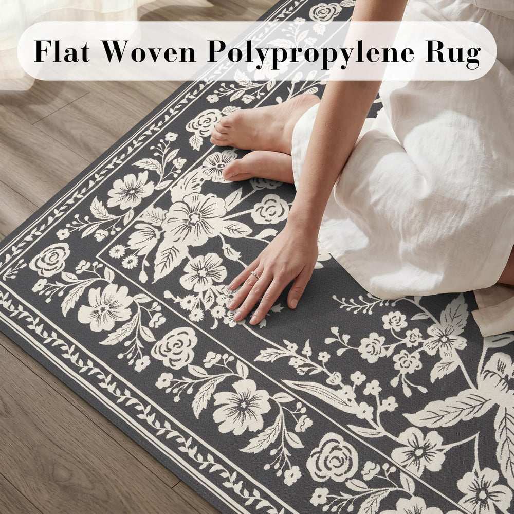 AMOAMI-Outdoor Rug-Patio Rug 5x8 ft Quick Dry Machine Washable Flatweave Text...
