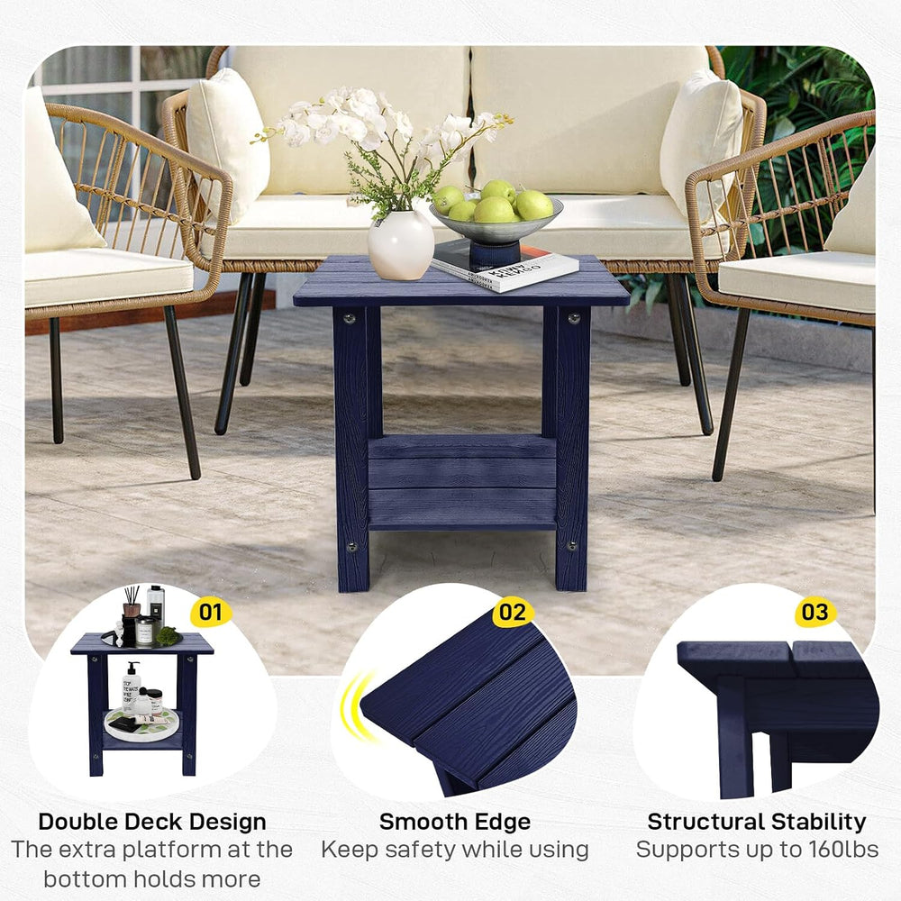 Outdoor Side Table, Weather Resistant Double Small Adirondack Side Table, Out...