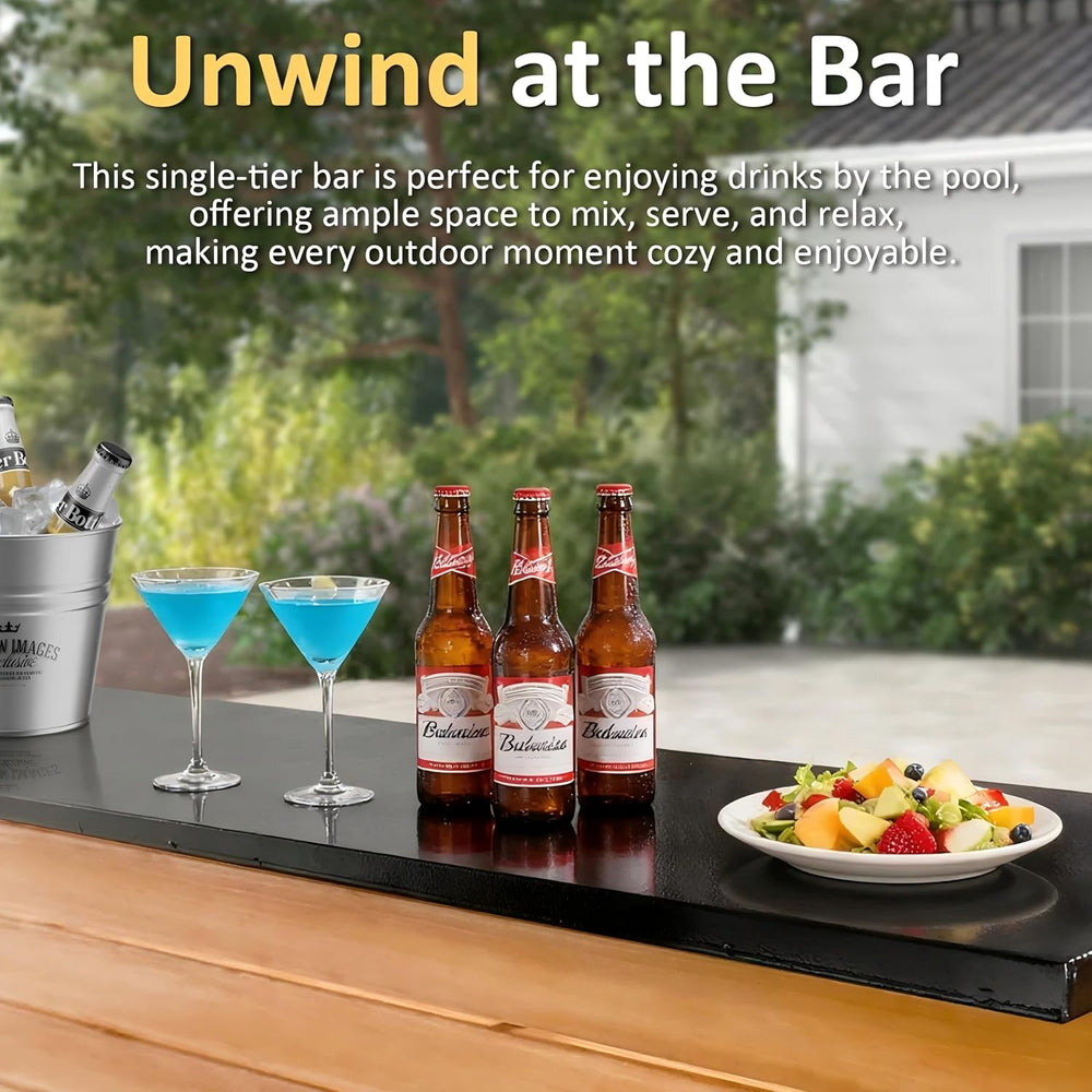 6x8FT Cedar Wood Outdoor Bar Gazebo with Built-in Power Outlet & TV Mount...
