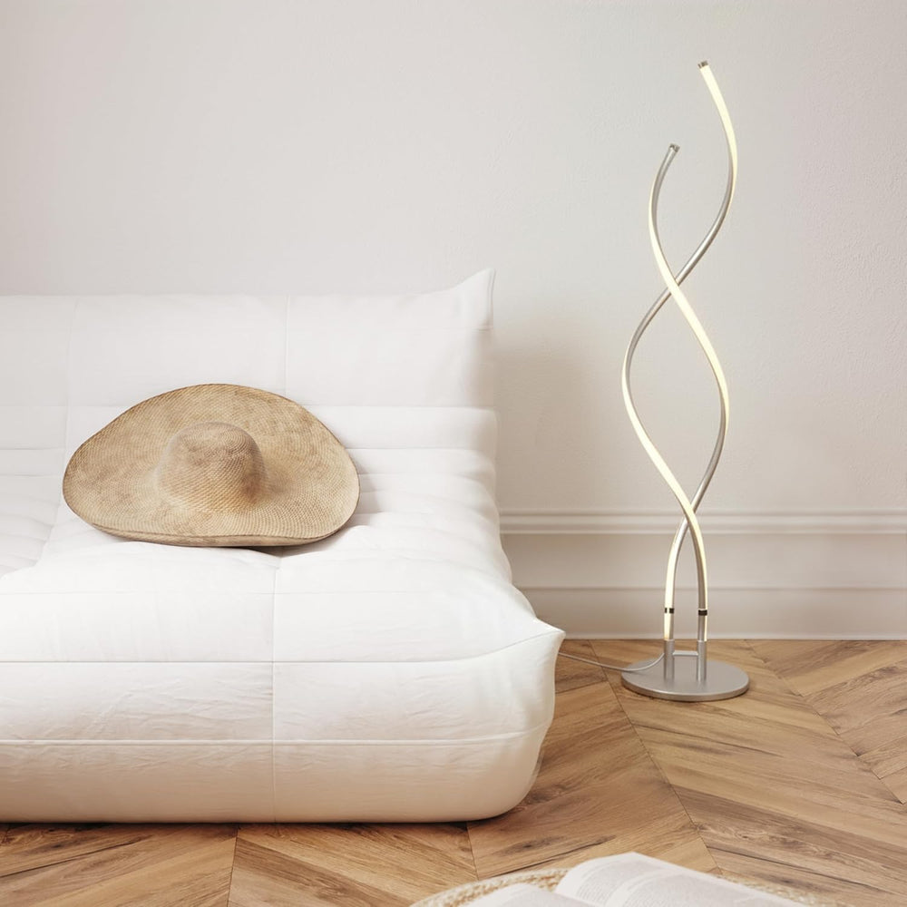 Brightech Embrace Dimmable LED Floor Lamp – Modern Spiral Adjustable Standing...