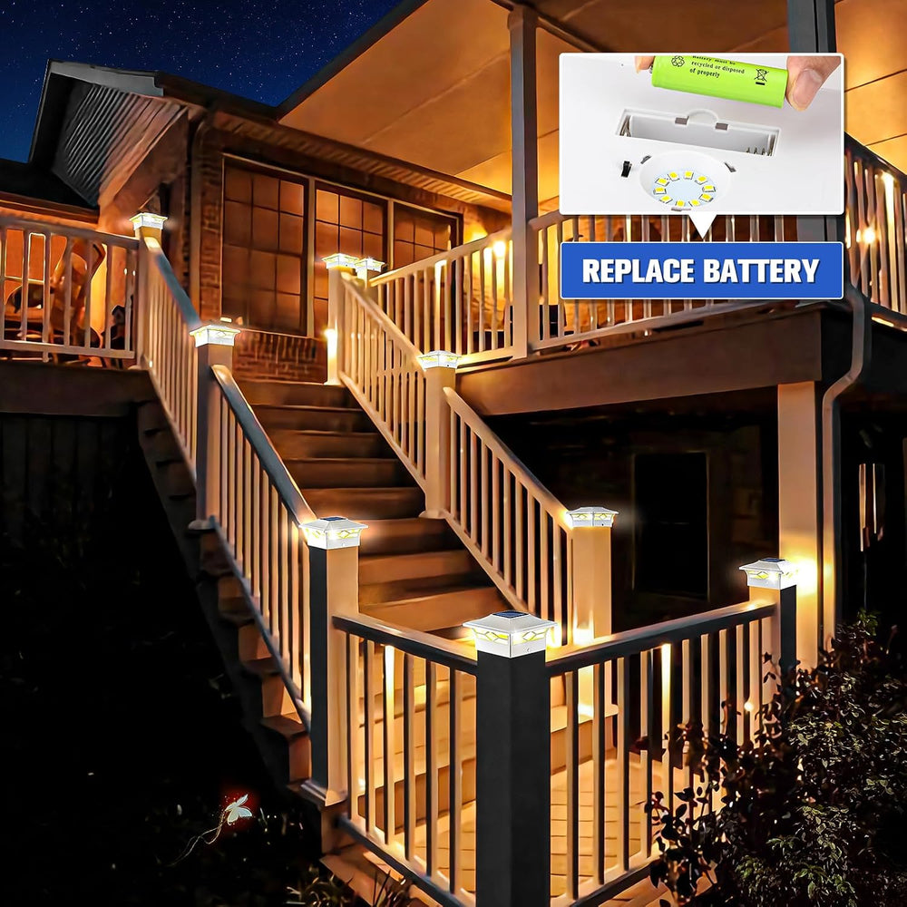 VOLISUN 12Pack Solar Post Cap Lights, 2 Color Modes Deck Lights, White