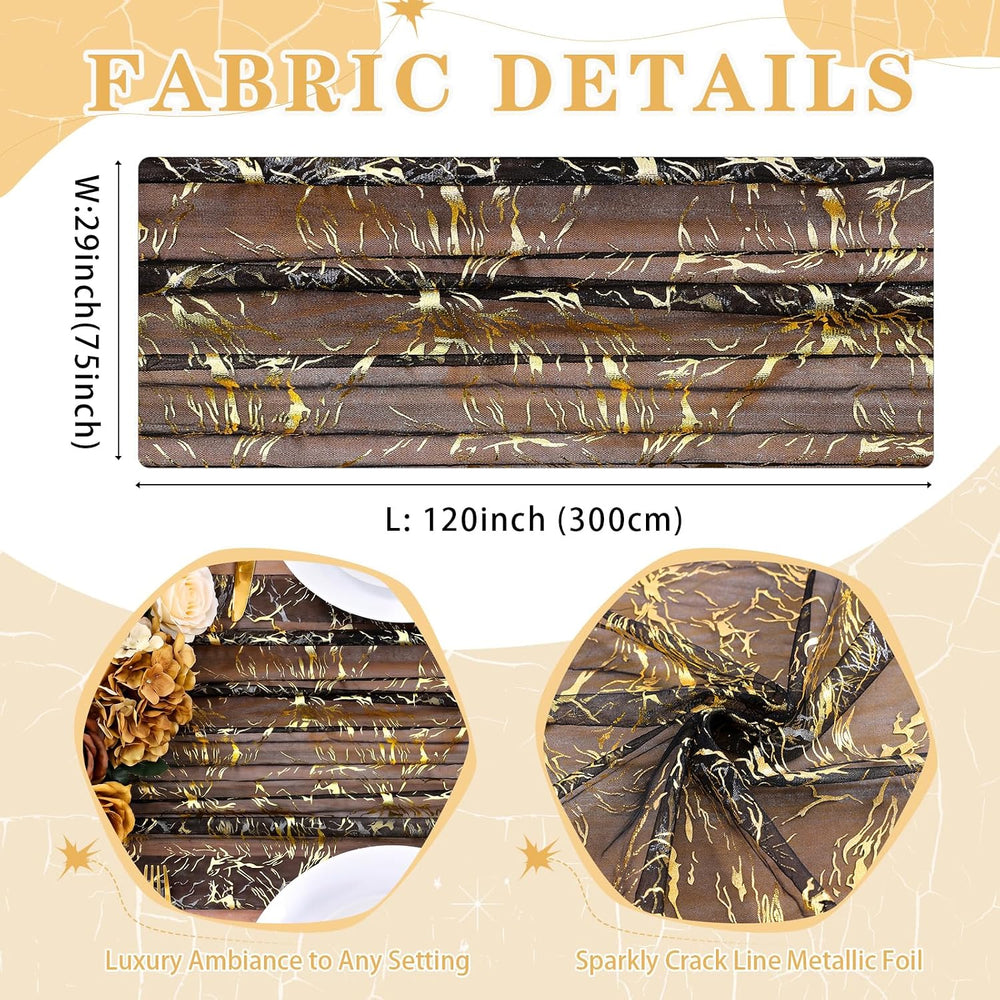 Halloween Black Table Runner Gold Party Decorations 10ft 3pcs Gauze Tulle