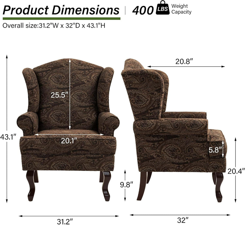 Accent Chair, High Back Upholstered Armchair with High Resilience Sponge &amp...