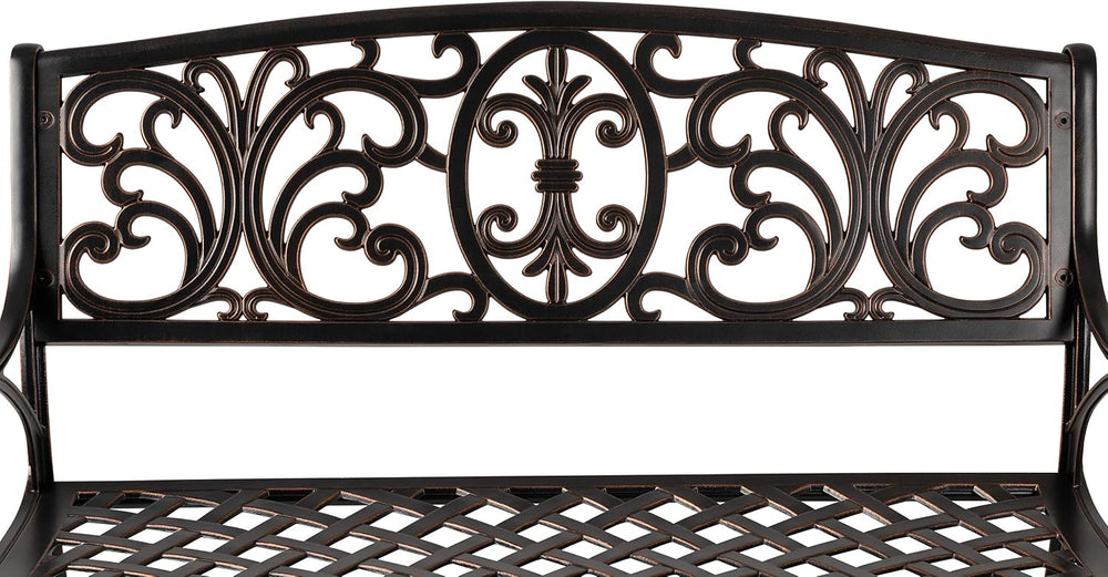 Patio Sense Decatur Rust-Resistant Cast Aluminum Bench, Antique Bronze