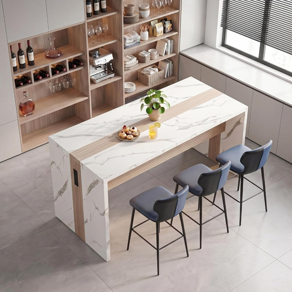 60" Modern Faux Marble Kitchen Island Table for 4-6 for Dining Room