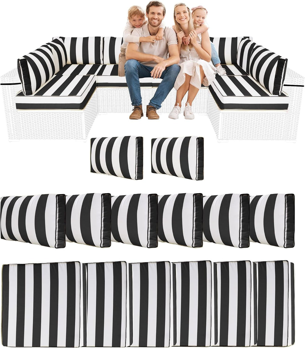 14 Piece Outdoor Sectional Cushions, Water-Resistant Outdoor Sofa Cushions Re...