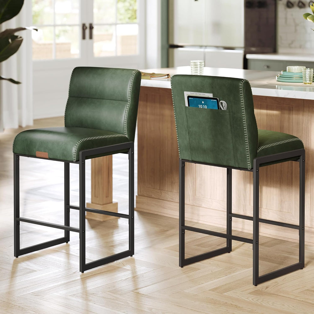 VASAGLE Bar Stools Set of 2, Counter Height Chairs with Backs, 26.4-Inch