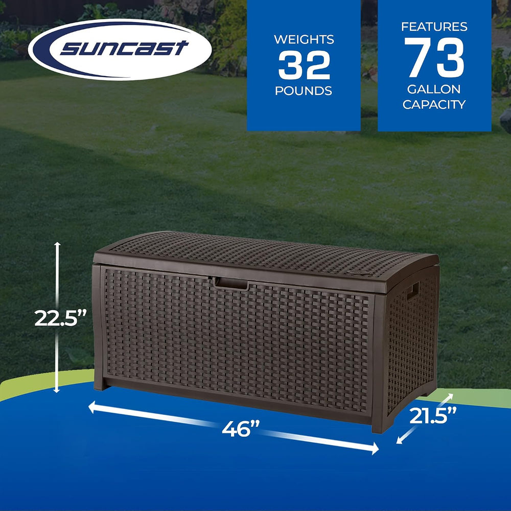 Suncast Outdoor Storage Box - 73 Gallon Mocha Brown Deck Box for Patio, weath...