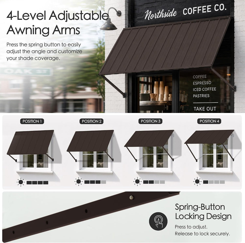 Kozyard Adjustable Window Awning Powder-Coated Iron Canopy, All-Weather Rain,...