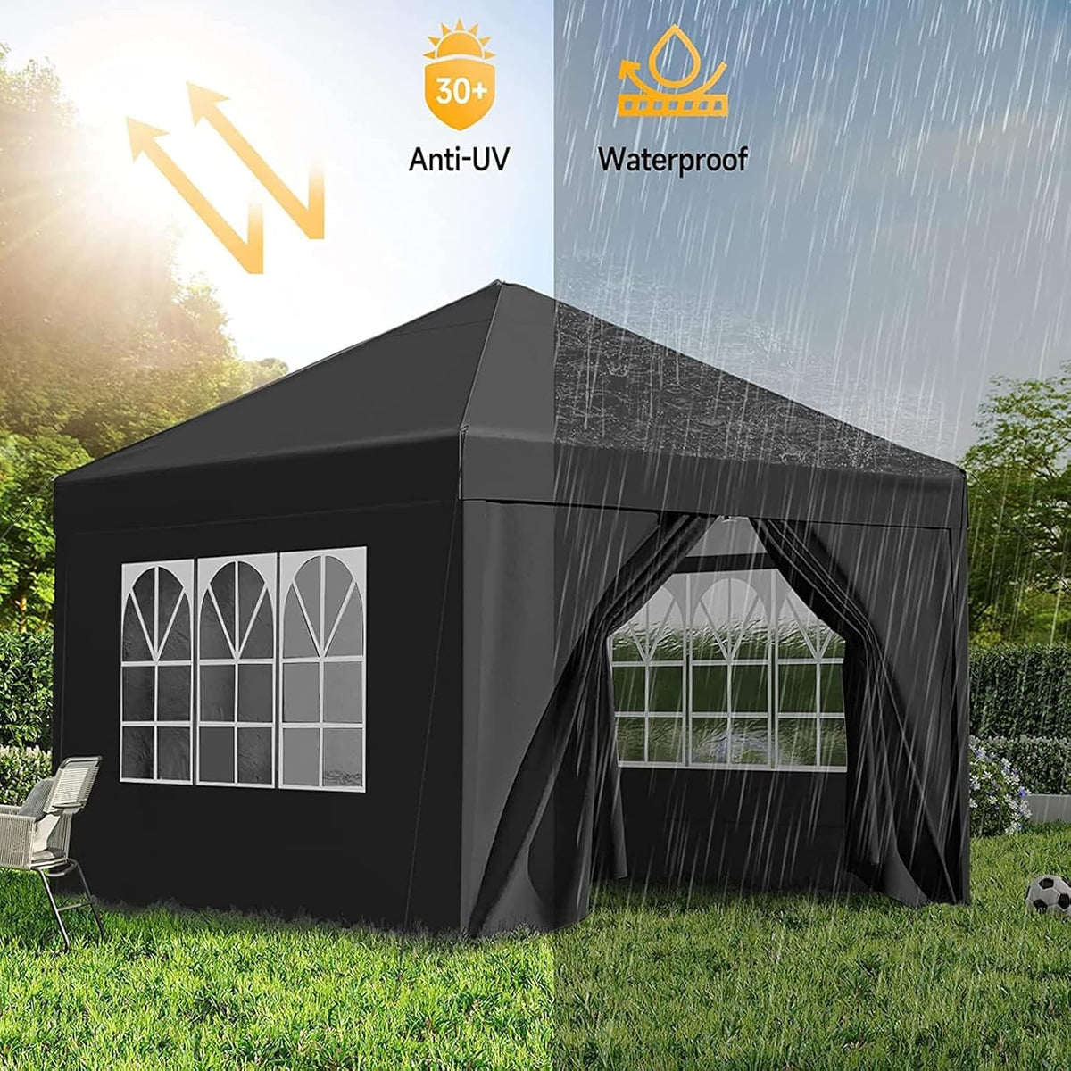 10x10 pop up canopy tent with 4 removable showing dimensions