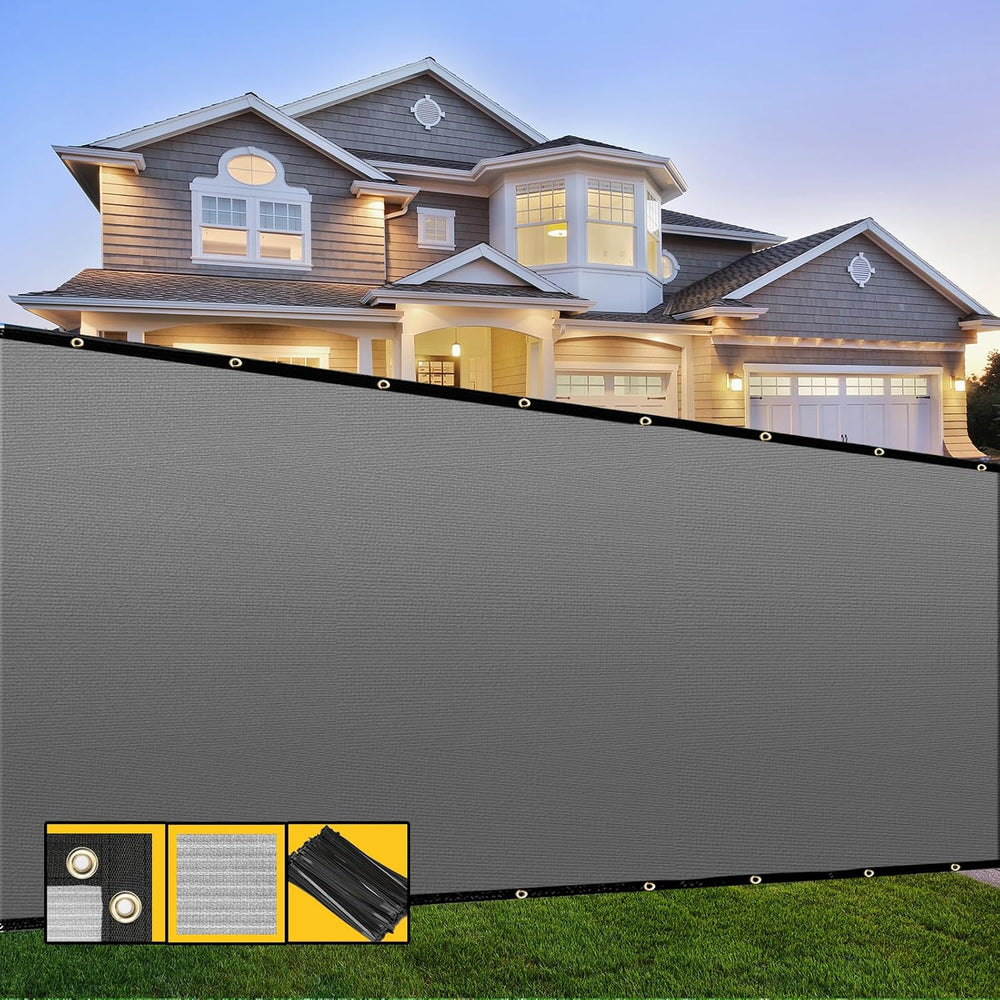 Customized 5' x 20' Gray Fence Privacy Screen,with Bindings & Gro...