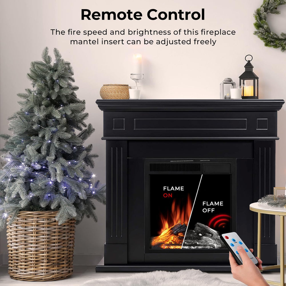43” Electric Fireplace Mantel Freestanding Electric Fireplace, Remote Control...
