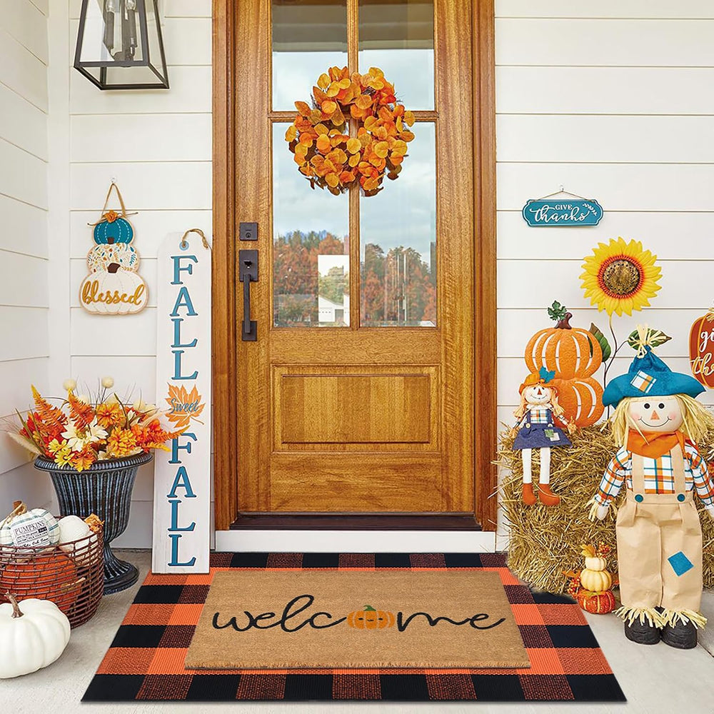 Fall Door Mat Combo Set, Welcome Coco Coir Welcome Mat + 28" x 43" ...